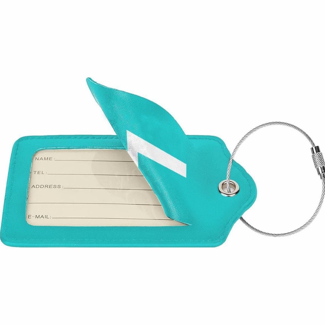 2-Piece Initial Letter Leather Luggage Tags with Privacy Cover - Image 2