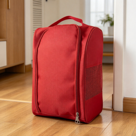 Red Ventilated Zippered Golf Shoe Carrier Tote