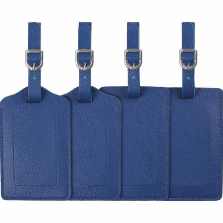 4-Piece Personalized Leather Luggage Tag Set with ID Labels
