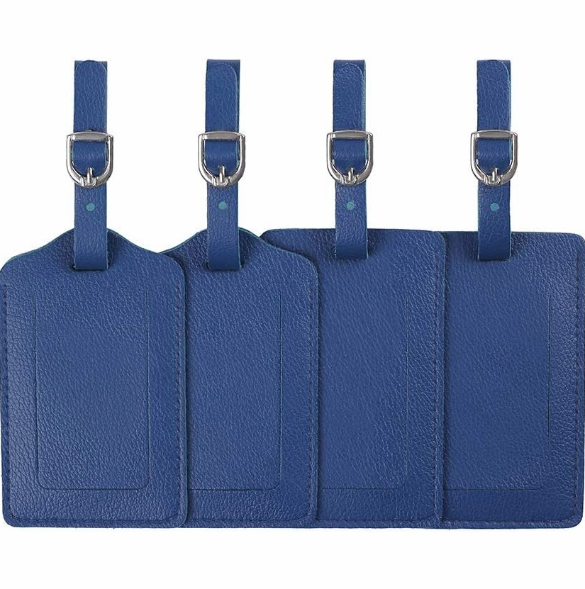 4-Piece Personalized Leather Luggage Tag Set with ID Labels