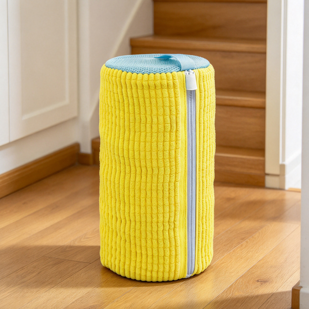 Yellow Reusable Shoe Washing Machine Bag with Zipper - Image 2