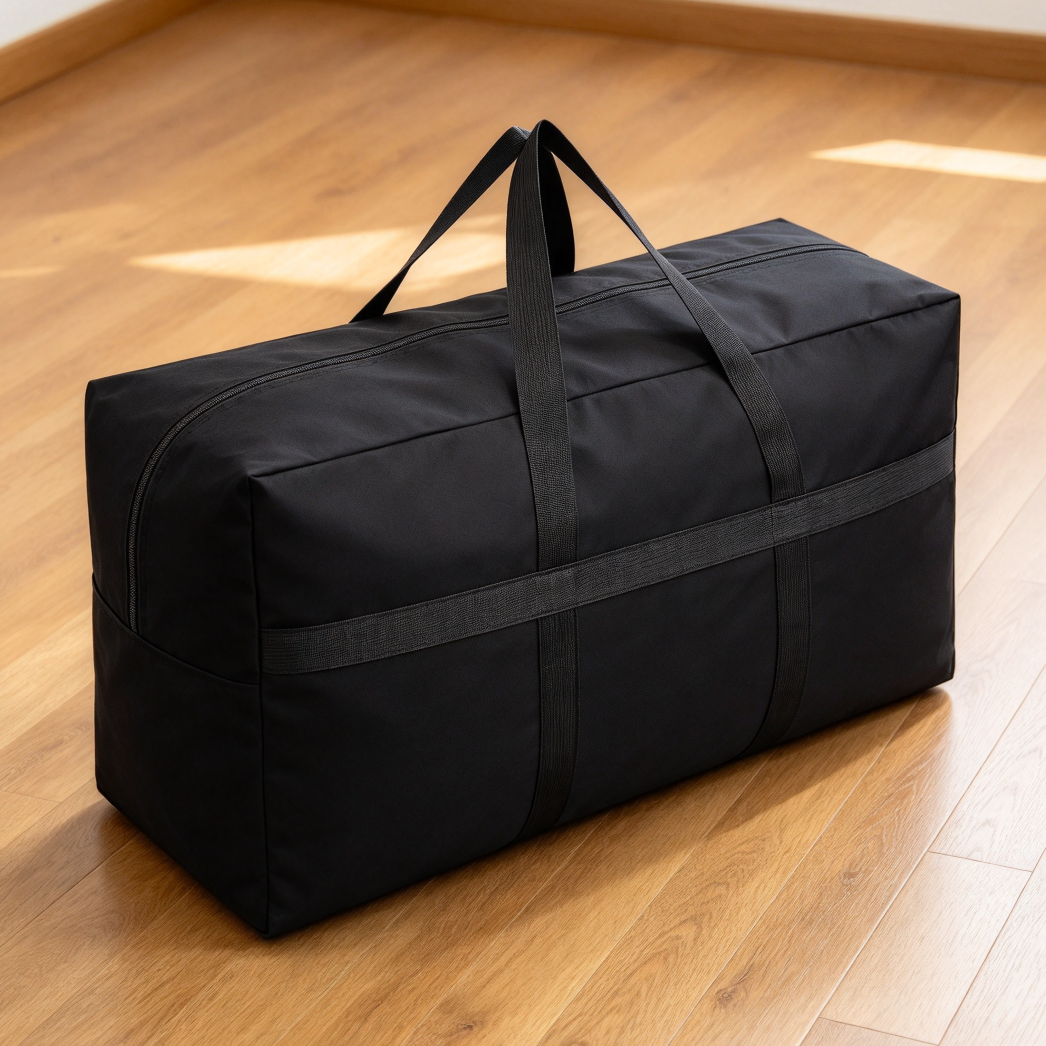 Black Extra Large Canvas Storage Duffle Bag - Image 2