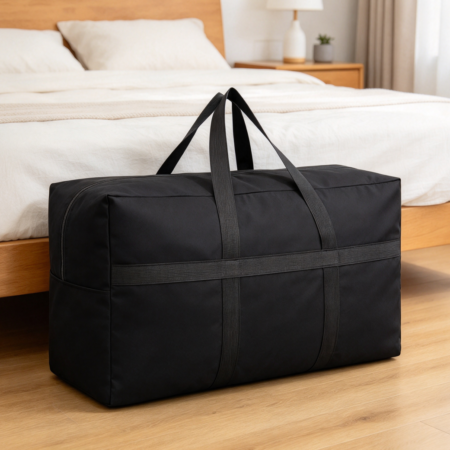 Black Extra Large Canvas Storage Duffle Bag