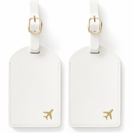 Cream PU Leather Luggage Tags for Suitcases
