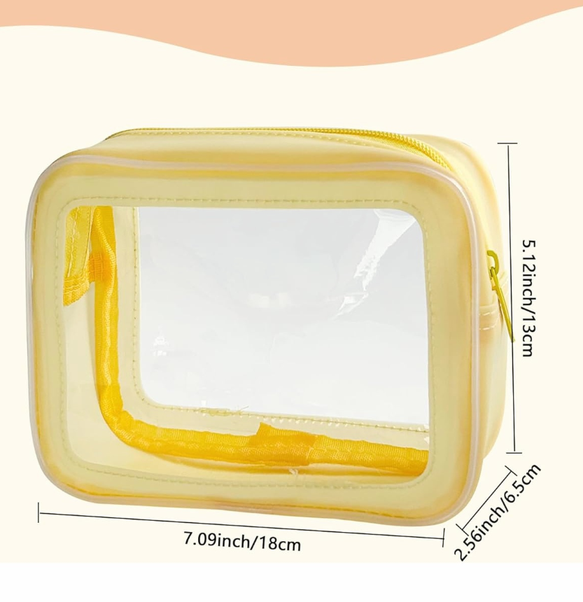 Yellow Waterproof Clear PVC Toiletry Bag - Image 2