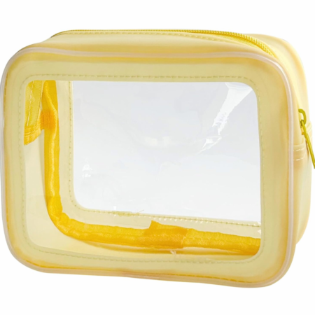 Yellow Waterproof Clear PVC Cosmetic Pouch