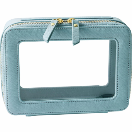 Blue Waterproof Toiletry Bag with Handle and Wide Opening