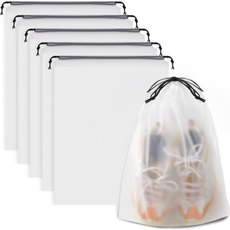 5-Piece Clear Drawstring Travel Shoe Bags