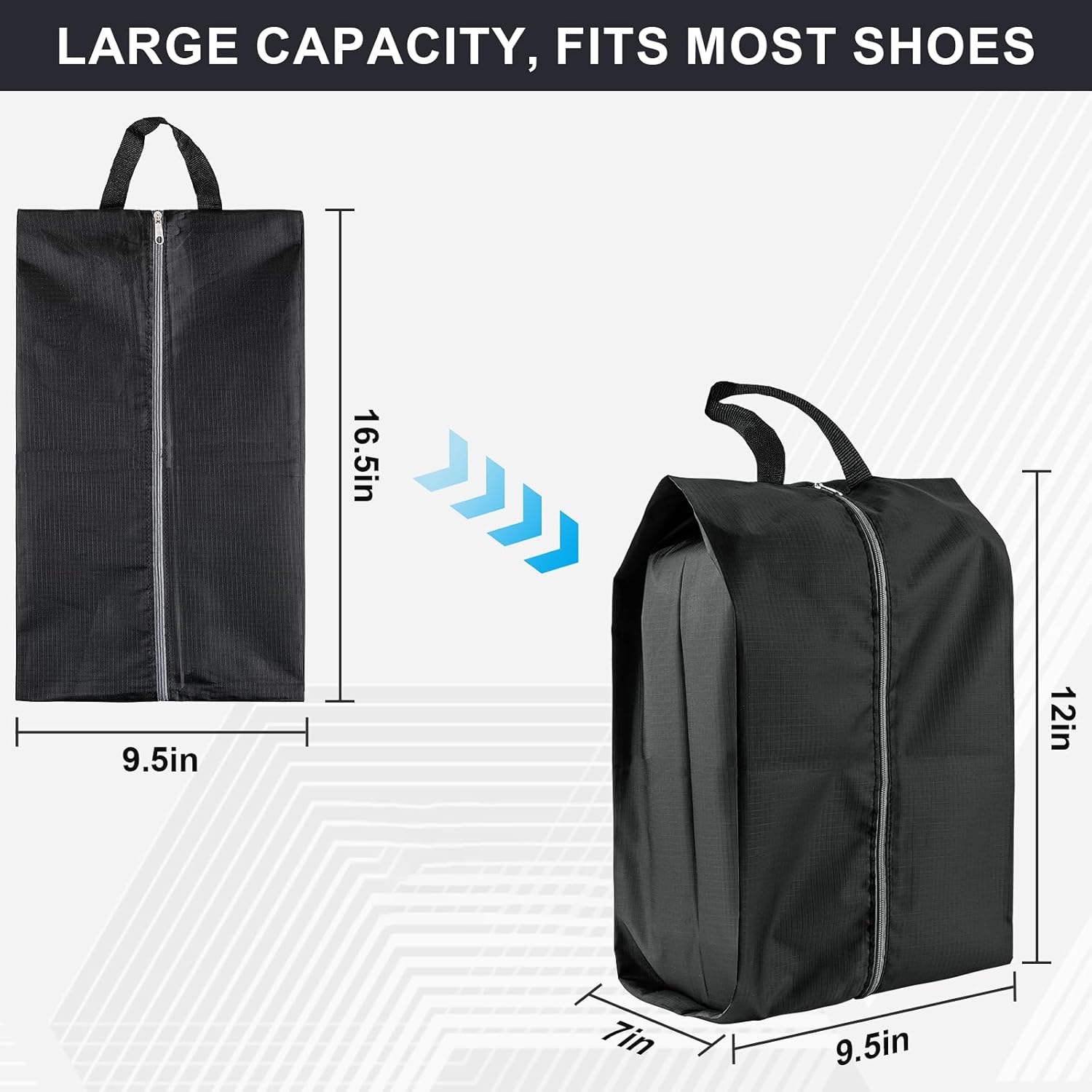 4-Piece Extra Durable Waterproof Travel Shoe Bags with Zipper - Image 2