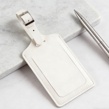 20-Piece Ivory Faux Leather Luggage Tags with Protection Cover